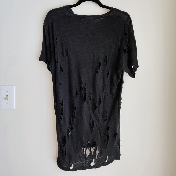 Iro Wase 100% linen distressed t shirt in black - Picture 4 of 9